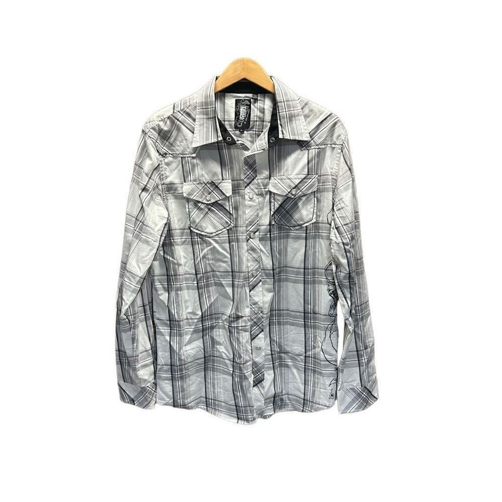 Current Black and White Plaid Pearl Button Western Extra Large (XL)